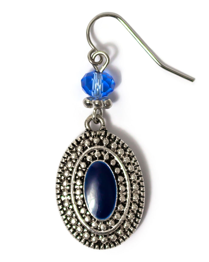 Ruby Rd. - Blue Oval Drop Earrings