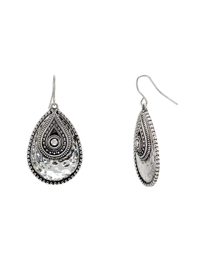 Ruby Rd. - Silver Tone Overlay Teardrop Earrings