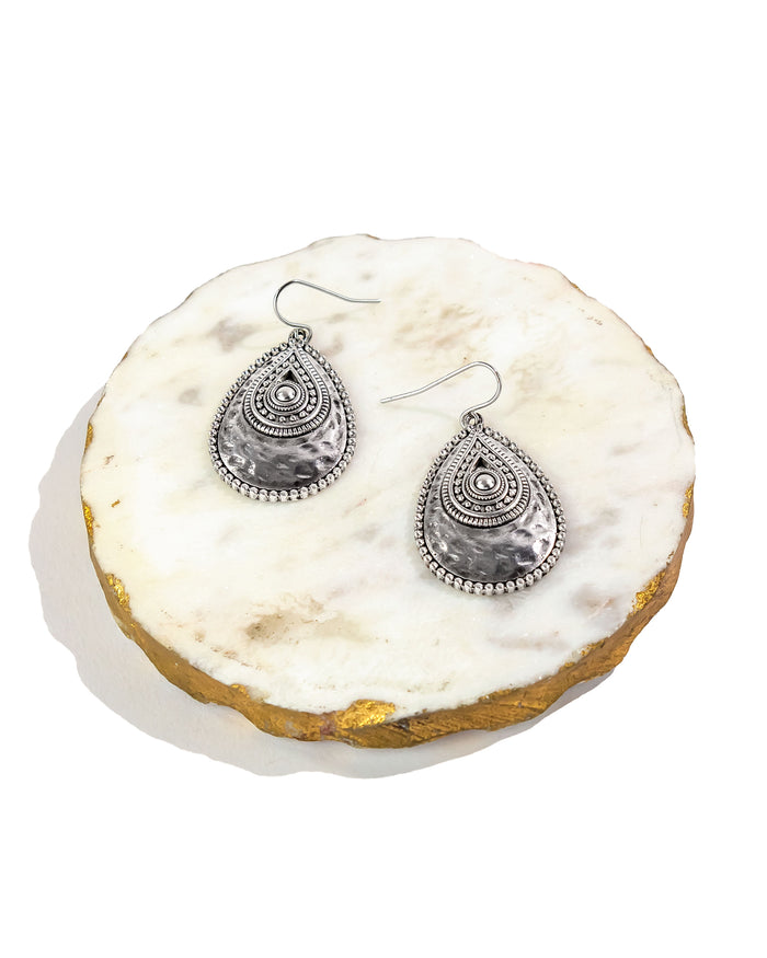 Ruby Rd. - Silver Tone Overlay Teardrop Earrings