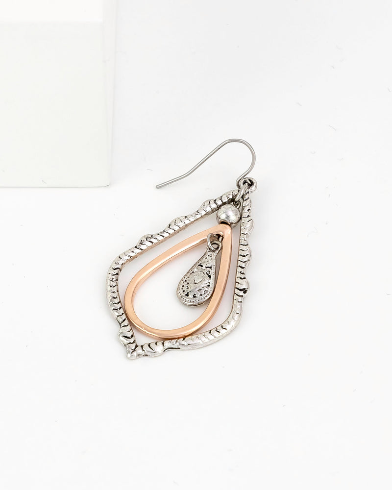 Ruby Rd. - Two-Tone Orbital Textured Teardrop Earrings