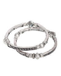 Ruby Rd. - Two-row Silver Stretch Bracelet
