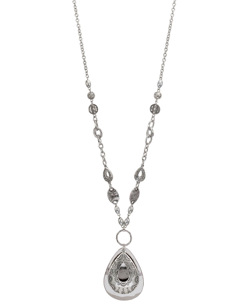 Ruby Rd. - Long Silver-tone Open Filigree Pendant Necklace