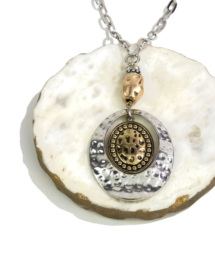 Ruby Rd. - Long Two-tone Orbital Pendant Necklace