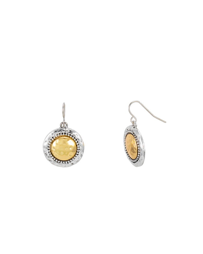 Ruby Rd. - Two-tone Metal Disc Drop Earrings