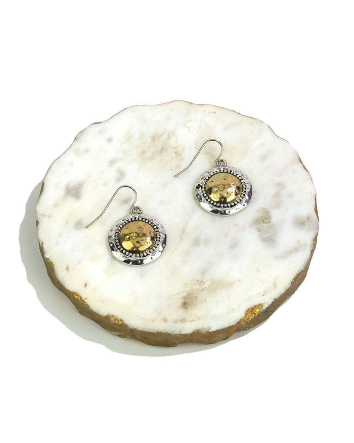 Ruby Rd. - Two-tone Metal Disc Drop Earrings