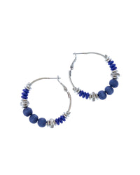 Ruby Rd. - Medium Blue Beaded Hoop Earrings