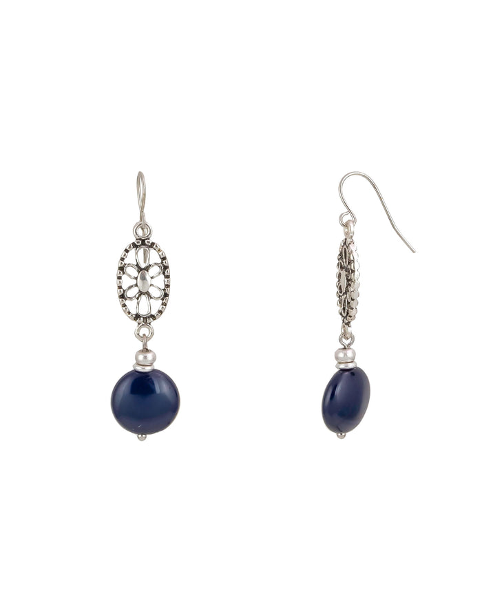 Ruby Rd. - Blue Beaded Double Drop Earrings