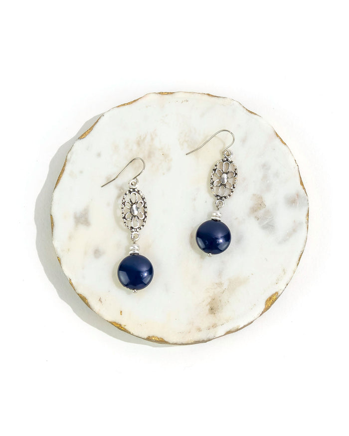 Ruby Rd. - Blue Beaded Double Drop Earrings