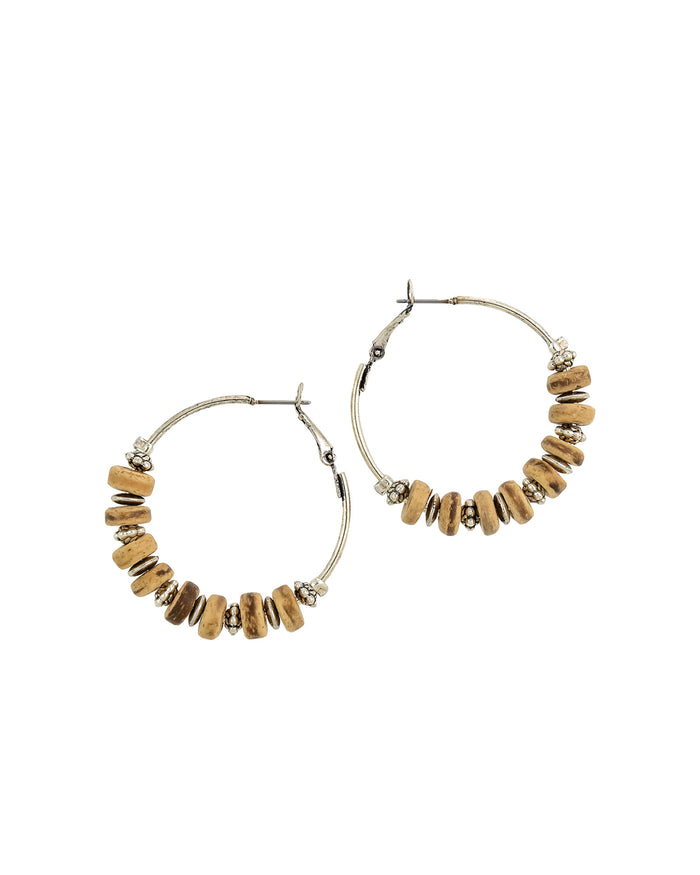 Ruby Rd. - Natural Beaded Hoop Earrings