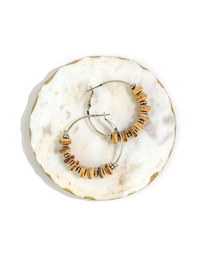 Ruby Rd. - Natural Beaded Hoop Earrings