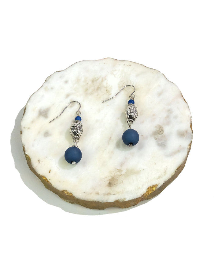 Ruby Rd. - Blue Silver-tone Triple Drops Earrings