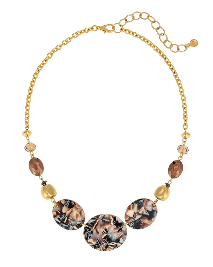 Ruby Rd. - Golden Chain Necklace with Marbled Lucite Discs