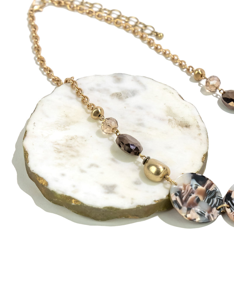 Ruby Rd. - Golden Chain Necklace with Marbled Lucite Discs