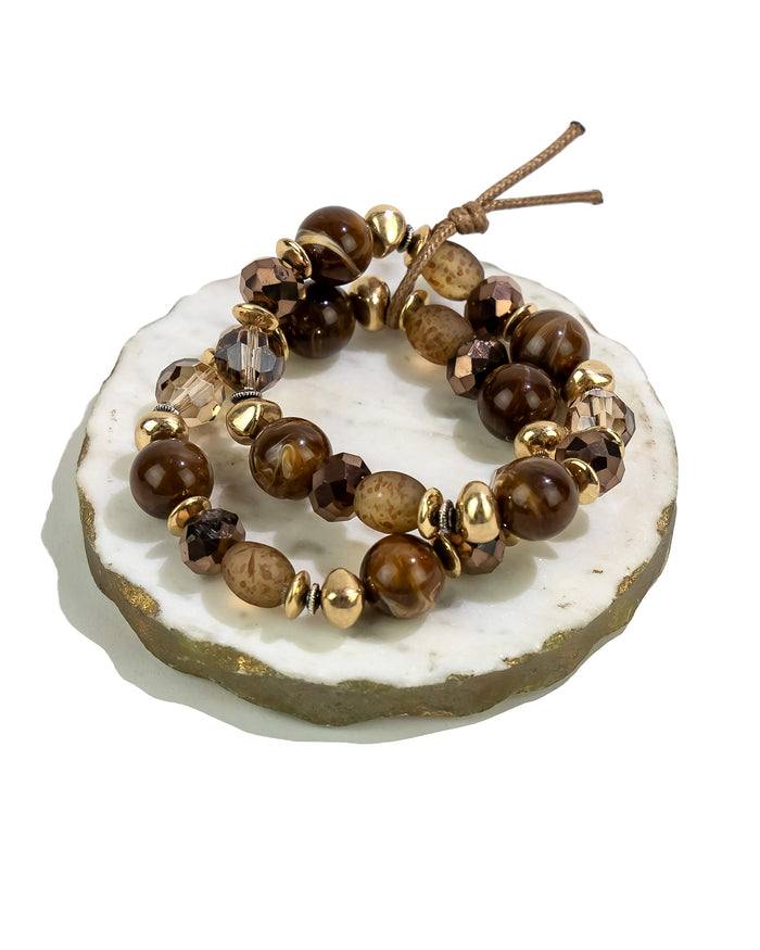 Ruby Rd. - Golden Earth Beaded Bracelet Set