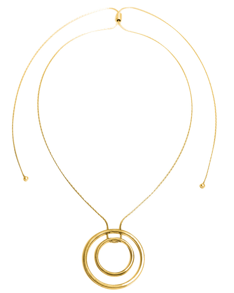 Dauplaise Jewelry - Long Gold-tone Metal Pendant