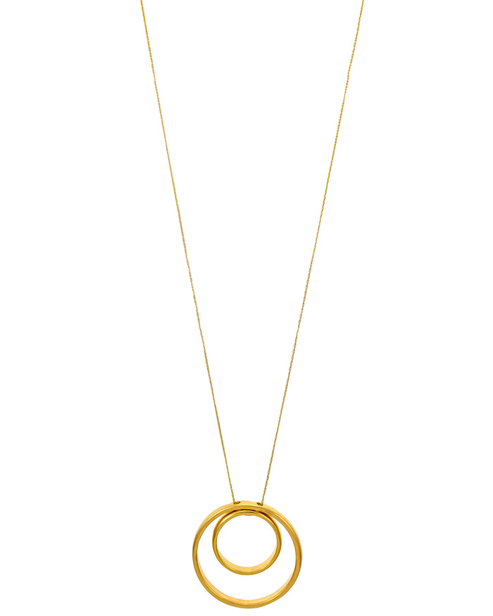 Dauplaise Jewelry - Long Gold-tone Metal Pendant