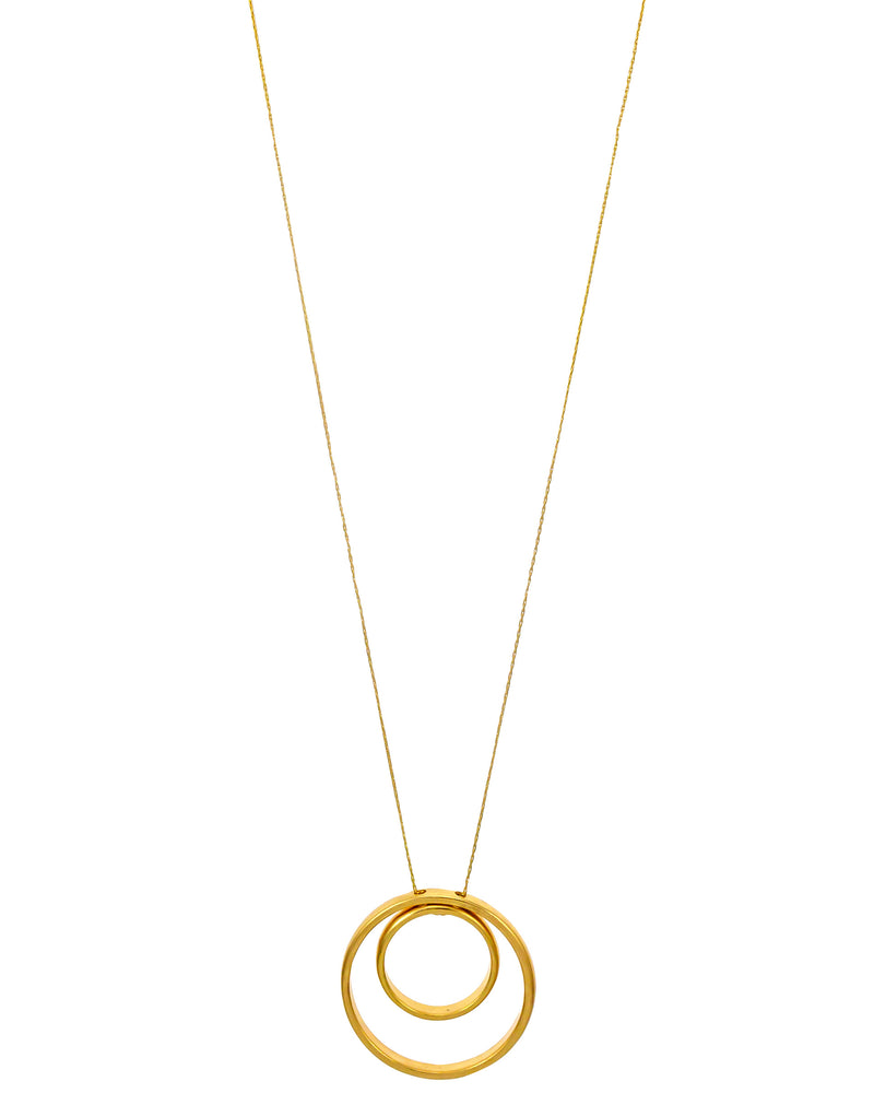 Dauplaise Jewelry - Long Gold-tone Metal Pendant