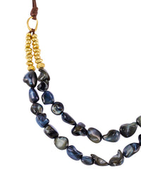 Dauplaise Jewelry - Blue Shell Double Row Necklace