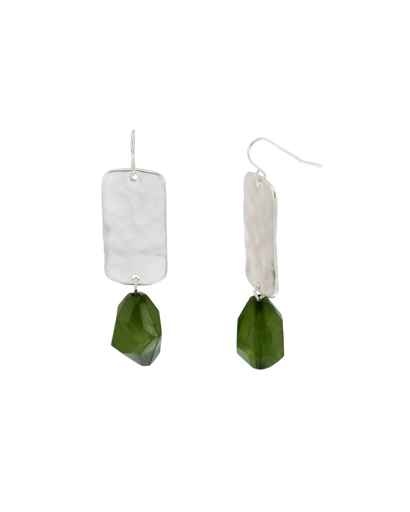 Dauplaise Jewelry - Green Stone Drop Earrings